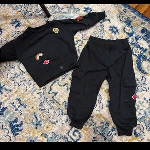 Madden Girl Black Kids Set with Colorful Patches